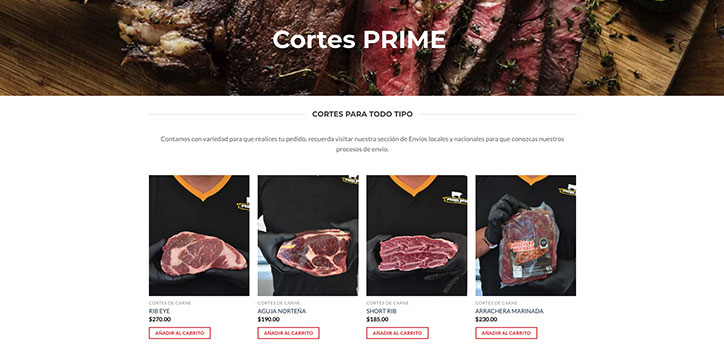 Venta de carne en línea PRIME BEEF